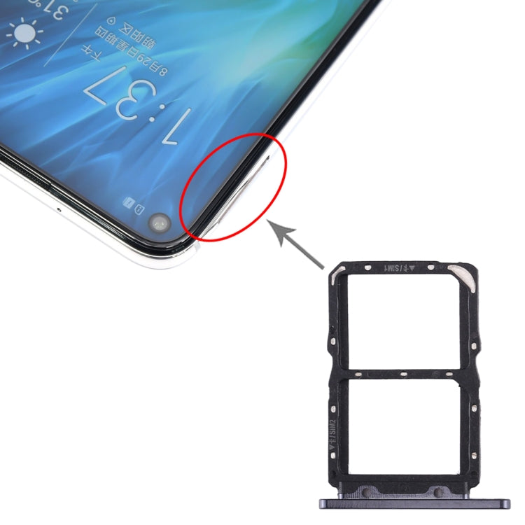 SIM Card Tray + SIM Card Tray for Huawei Honor 20S (Black) by buy2fix