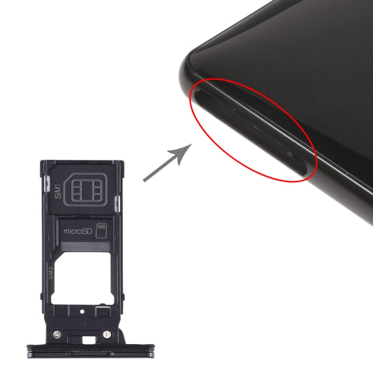 Plateau de carte SIM + plateau de carte SIM + plateau de carte Micro SD pour Sony Xperia XZ2 (noir)
