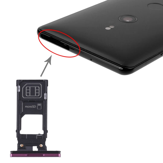 Plateau de carte SIM + plateau de carte Micro SD pour Sony Xperia XZ3 (violet)