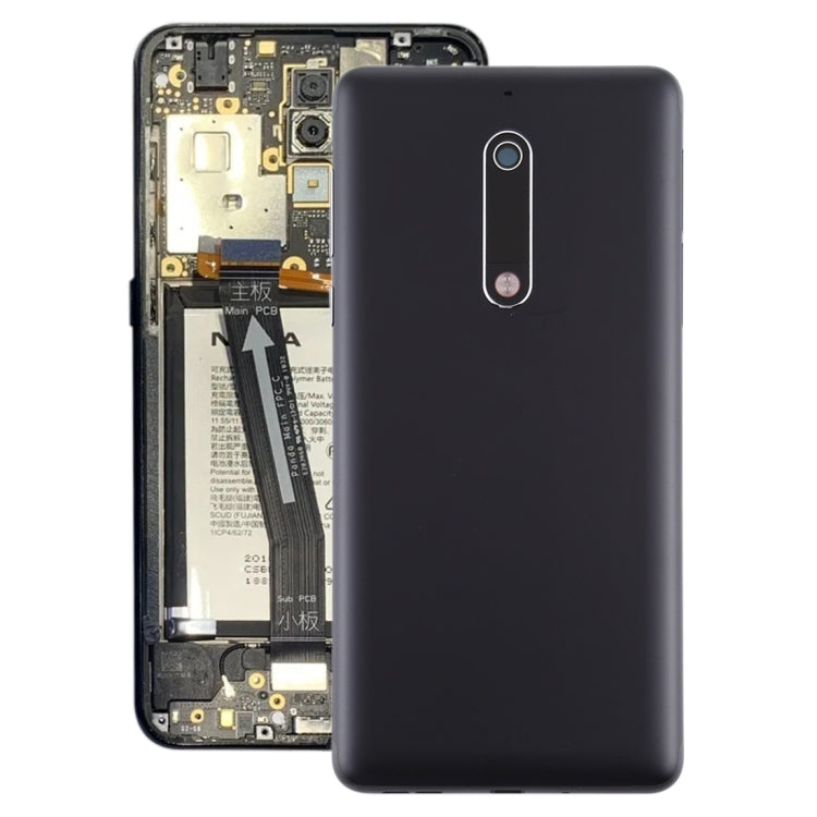 Battery Back Cover with Power & Volume Button Flex Cable & Camera Lens Cover for Nokia 5 TA-1024 TA-1027 TA-1044 TA-1053(Black) - Back Cover by buy2fix | Online Shopping UK | buy2fix