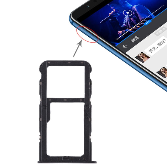 SIM Card Tray + SIM Card Tray / Micro SD Card Tray for Huawei Honor Play 7X (Black) - Card Tray by buy2fix | Online Shopping UK | buy2fix