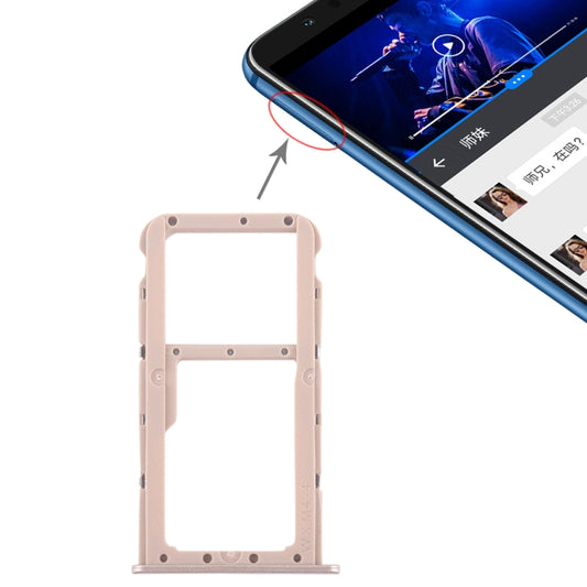 SIM Card Tray + SIM Card Tray / Micro SD Card Tray for Huawei Honor Play 7X (Gold) - Card Tray by buy2fix | Online Shopping UK | buy2fix