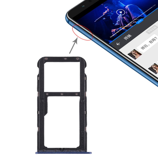 SIM Card Tray + SIM Card Tray / Micro SD Card Tray for Huawei Honor Play 7X (Blue) - Card Tray by buy2fix | Online Shopping UK | buy2fix