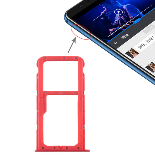SIM Card Tray + SIM Card Tray / Micro SD Card Tray for Huawei Honor Play 7X (Red) - Card Tray by buy2fix | Online Shopping UK | buy2fix