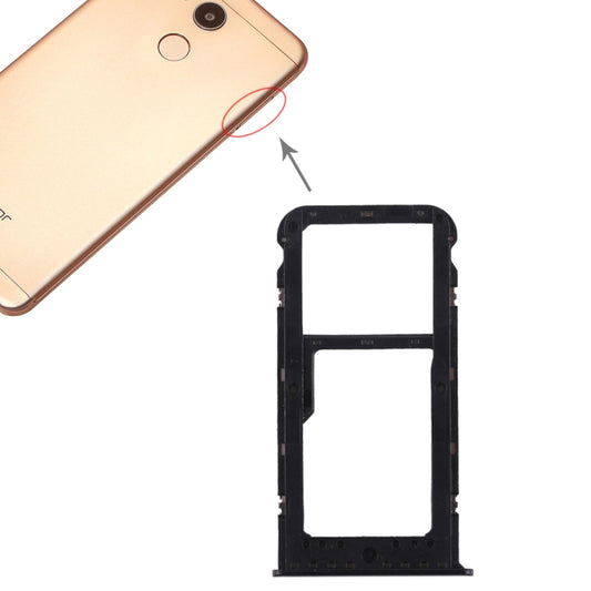 SIM Card Tray + SIM Card Tray / Micro SD Card Tray for Huawei Honor V9 Play (Black) - Card Tray by buy2fix | Online Shopping UK | buy2fix