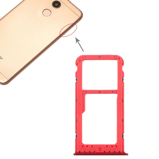SIM Card Tray + SIM Card Tray / Micro SD Card Tray for Huawei Honor V9 Play (Red) - Card Tray by buy2fix | Online Shopping UK | buy2fix