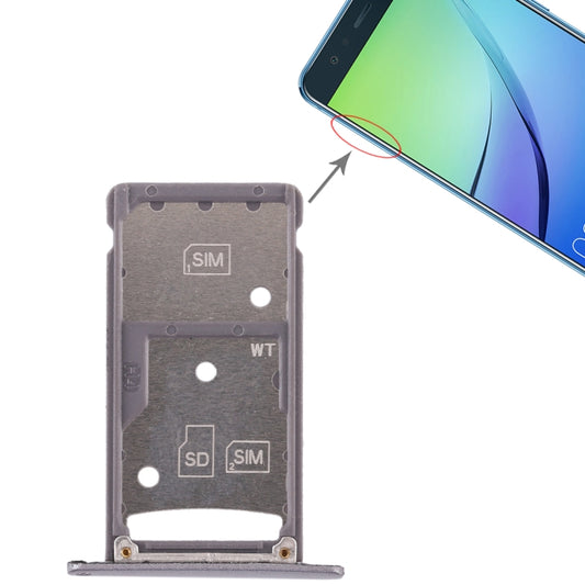 2 SIM Card Tray / Micro SD Card Tray for Huawei Enjoy 6 / AL00(Grey) - Card Socket by buy2fix | Online Shopping UK | buy2fix