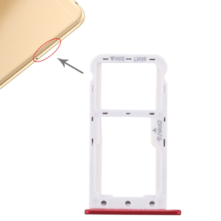 SIM Card Tray + SIM Card Tray / Micro SD Card for Huawei Enjoy 7 (Red) by buy2fix