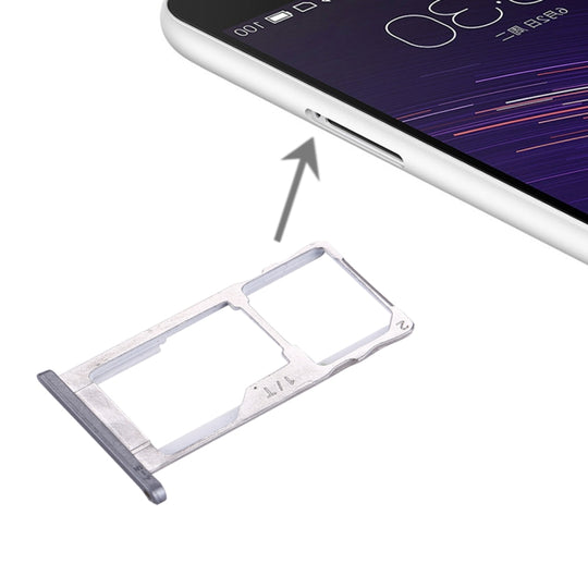 Pour Meizu Meilan Plateau de carte SIM + SIM / Micro SD en métal (gris)