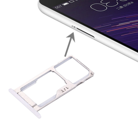 Pour Meizu Meilan Plateau de carte SIM + SIM / Micro SD en métal (blanc)