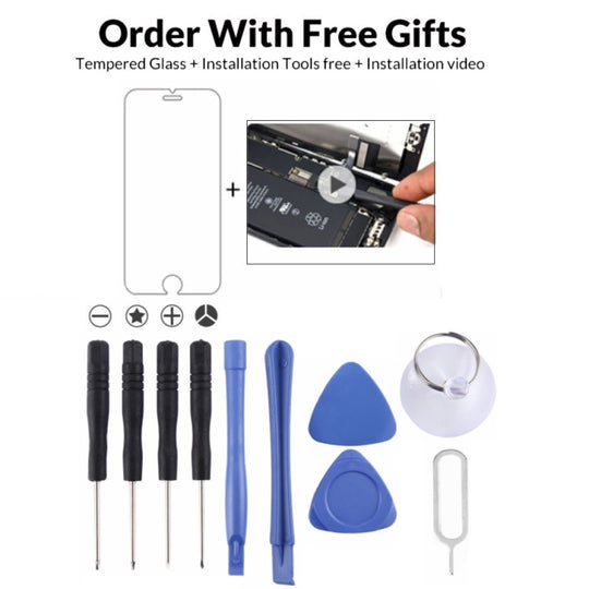 Kits de réparation et cadeaux 11 en 1 (4 x tournevis + 2 x tiges de démontage + 2 x triangle sur tranches épaisses + 1 x goupille d'éjection + 1 x mandrin + 1 x verre trempé)