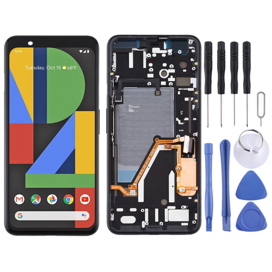Original LCD Screen and Digitizer Full Assembly with Frame for Google Pixel 4XL (Black)