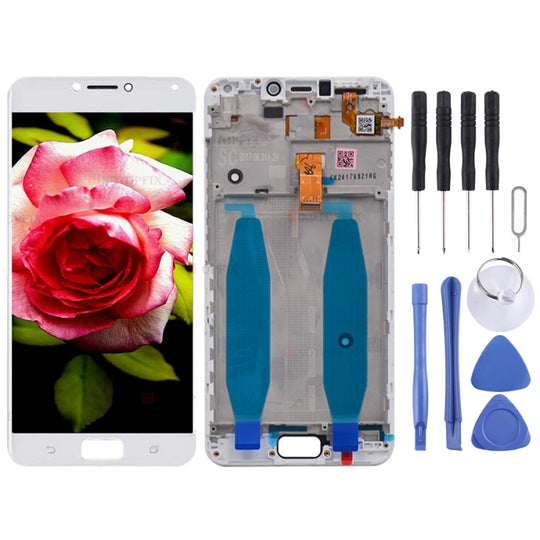 Écran LCD et numériseur complet avec cadre pour Asus Zenfone 4 Max ZC554KL X00ID (blanc)