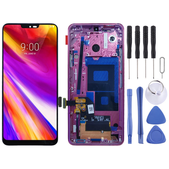 Écran LCD et numériseur complet avec cadre pour LG G7 ThinQ / G710 G710EM G710PM G710VMP (rouge)