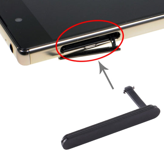 SIM-Kartenkappe + staubdichter Micro-SD-Kartenblock für Sony Xperia Z5 Premium (Schwarz)