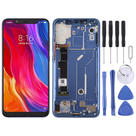 LCD Screen and Digitizer Full Assembly with Frame & Side Keys for Xiaomi Mi 8(Blue) - LCD Screen by buy2fix | Online Shopping UK | buy2fix