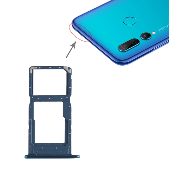 Plateau de carte SIM + plateau de carte SIM / plateau de carte Micro SD pour Huawei P Smart+ (2019) (bleu)