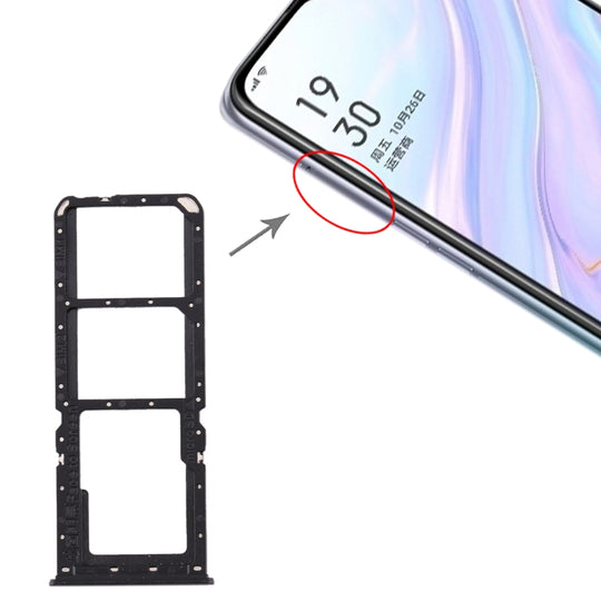 SIM-Kartenfach + SIM-Kartenfach + Micro-SD-Kartenfach für OPPO A11 (Schwarz)