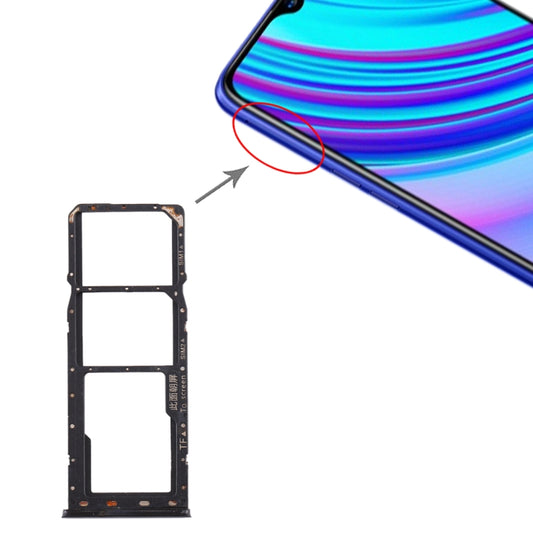 For Realme X Lite SIM Card Tray + SIM Card Tray + Micro SD Card Tray (Black) - Card Tray by buy2fix | Online Shopping UK | buy2fix