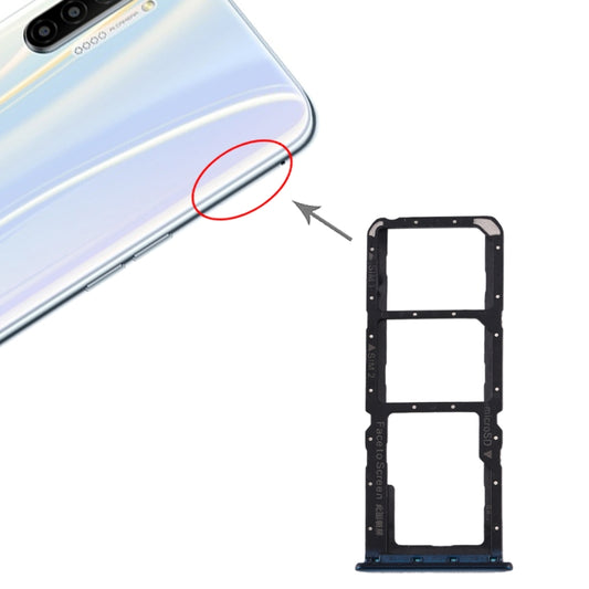 For Realme X2 SIM Card Tray + SIM Card Tray + Micro SD Card Tray (Blue) - Card Tray by buy2fix | Online Shopping UK | buy2fix