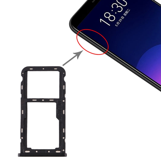 For Meizu M6T SIM Card Tray + SIM / Micro SD Card Tray (Black) - For Meizu by buy2fix | Online Shopping UK | buy2fix