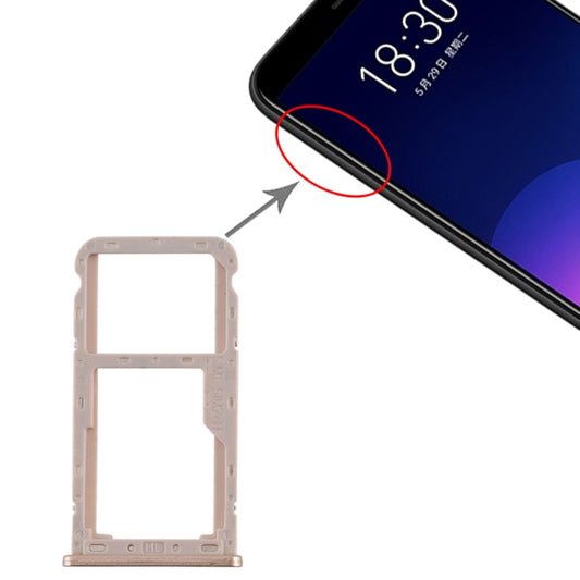 For Meizu M6T SIM Card Tray + SIM / Micro SD Card Tray (Gold) - For Meizu by buy2fix | Online Shopping UK | buy2fix