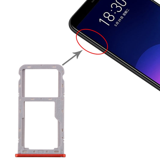 For Meizu M6T SIM Card Tray + SIM / Micro SD Card Tray (Red) - For Meizu by buy2fix | Online Shopping UK | buy2fix
