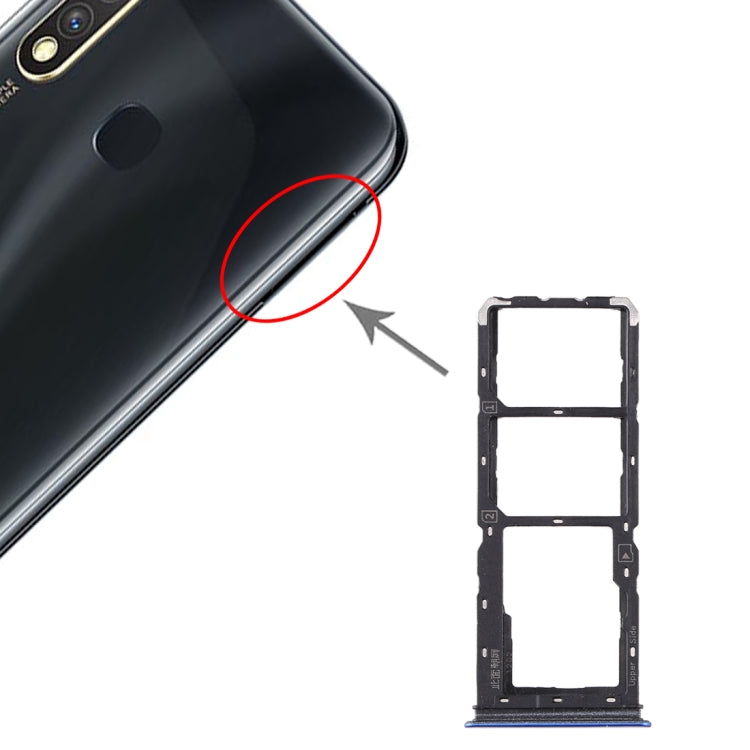 For vivo Y5s SIM Card Tray + SIM Card Tray + Micro SD Card Tray (Blue) - Card Tray by buy2fix | Online Shopping UK | buy2fix