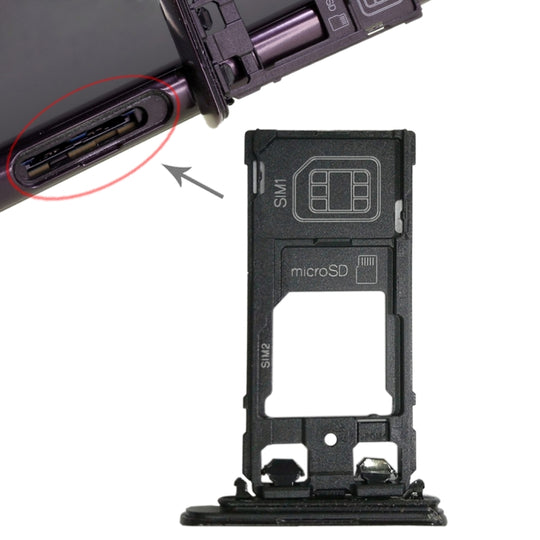 SIM1-Kartenfach + SIM2-Karte / Micro-SD-Kartenfach für Sony Xperia XZ (Schwarz)
