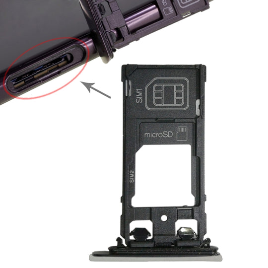 SIM1-Kartenfach + SIM2-Karte / Micro-SD-Kartenfach für Sony Xperia XZ (Silber)