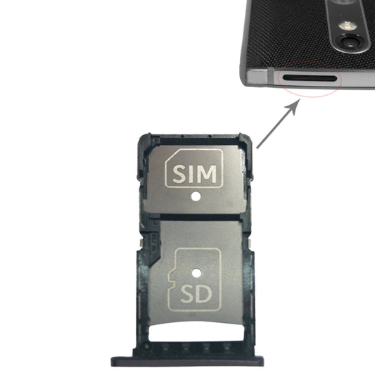 SIM Card Tray + Micro SD Card Tray for Motorola Droid Turbo 2 / XT1585(Grey) - Card Socket by buy2fix | Online Shopping UK | buy2fix