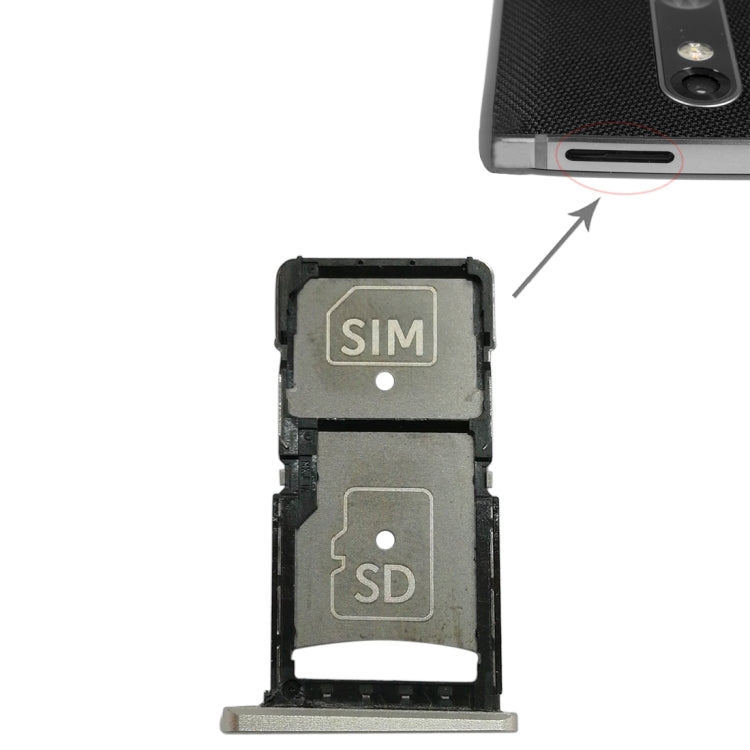 SIM Card Tray + Micro SD Card Tray for Motorola Droid Turbo 2 / XT1585 (Gold) - Card Socket by buy2fix | Online Shopping UK | buy2fix