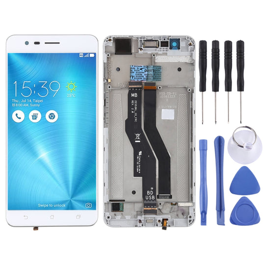 LCD-Bildschirm und Digitizer-Vollmontage mit Rahmen für Asus Zenfone 3 Zoom ZE553KL (Weiß)