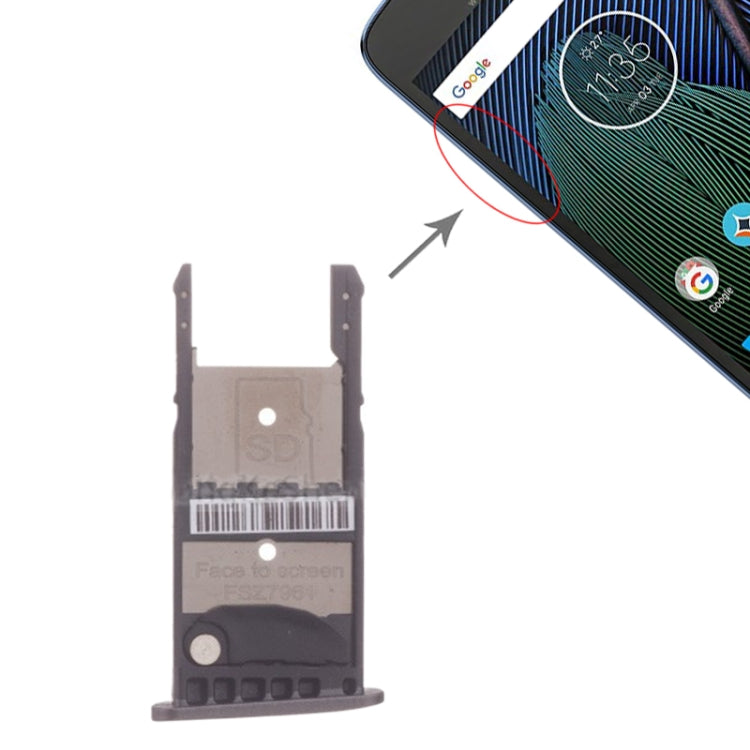 SIM Card Tray + Micro SD Card Tray for Motorola Moto G5 Plus (Black) - Card Socket by buy2fix | Online Shopping UK | buy2fix