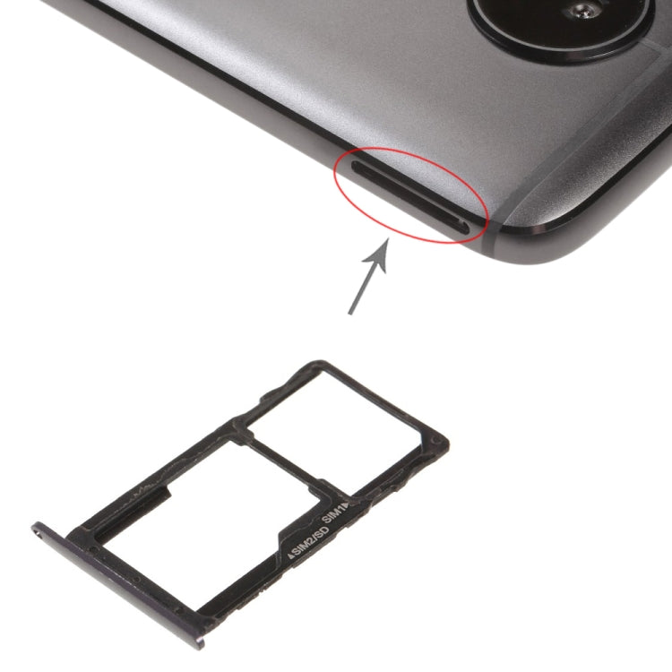 SIM Card Tray + SIM Card Tray / Micro SD Card Tray for Motorola Moto G5S(Black) - Card Socket by buy2fix | Online Shopping UK | buy2fix