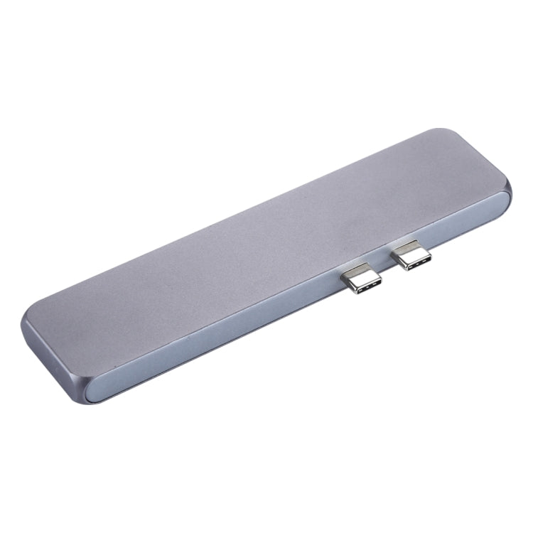 Multi-function Aluminium Alloy Dual USB-C / Type-C HUB Adapter with HDMI Female & 2 x USB 3.0 Ports & 2 x USB-C / Type-C Ports & SD Card Slot & TF Card Slot by buy2fix