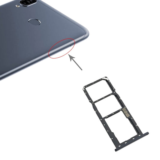 SIM Card Tray + SIM Card Tray + Micro SD Card Tray for Asus Zenfone Max M2 ZB633KL(Black) - Card Tray by buy2fix | Online Shopping UK | buy2fix
