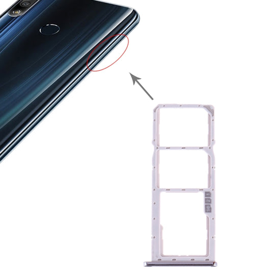 Plateau de carte SIM + plateau de carte SIM + plateau de carte Micro SD pour Asus ZenFone Max Pro (M2) ZB631KL (argent)
