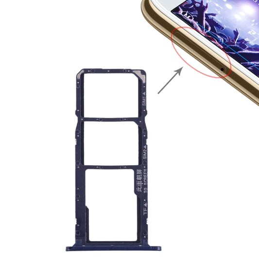 SIM Card Tray + Micro SD Card Tray for Huawei Y5 Prime (2018) / Honor Play 7 (Blue) - Card Tray by buy2fix | Online Shopping UK | buy2fix
