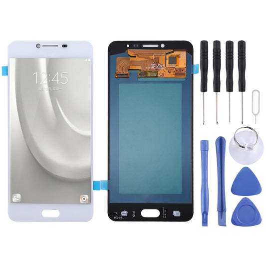 Oled LCD Screen for Galaxy C7 with Digitizer Full Assembly (White) - LCD Screen by buy2fix | Online Shopping UK | buy2fix