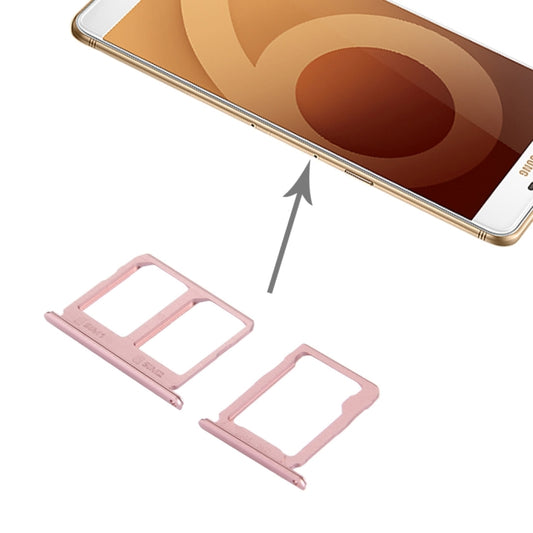For Galaxy C9 Pro / C9000 SIM Card Tray + Micro SD Card Tray (Rose Gold) - Card Tray by buy2fix | Online Shopping UK | buy2fix
