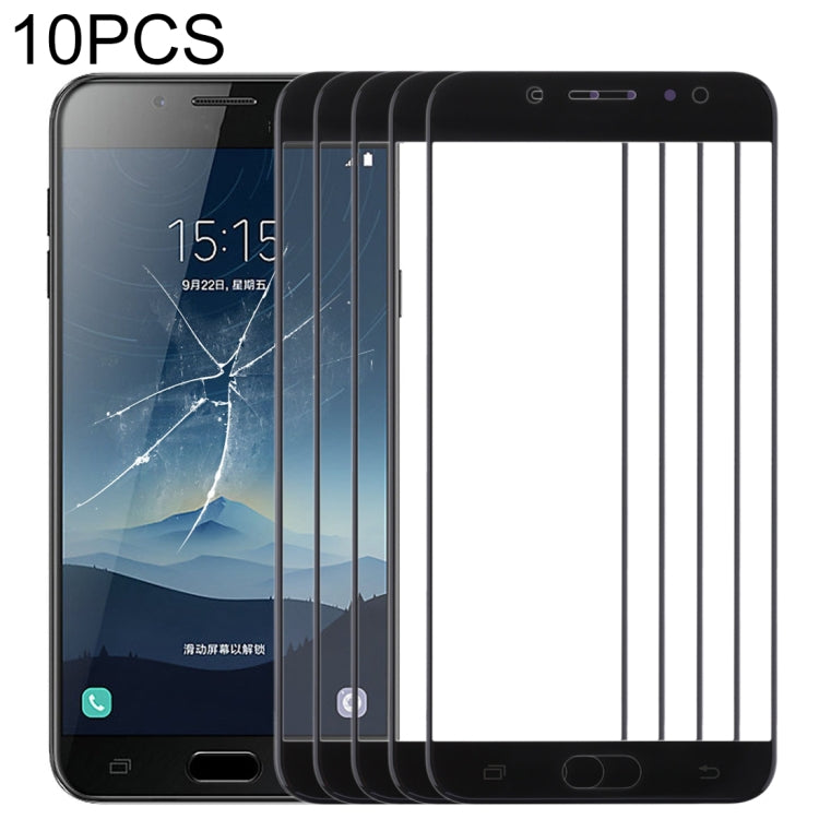 For Samsung Galaxy C8 / C7100, C7(2017) / J7+, C710F/DS 10pcs Front Screen Outer Glass Lens (Black) by buy2fix