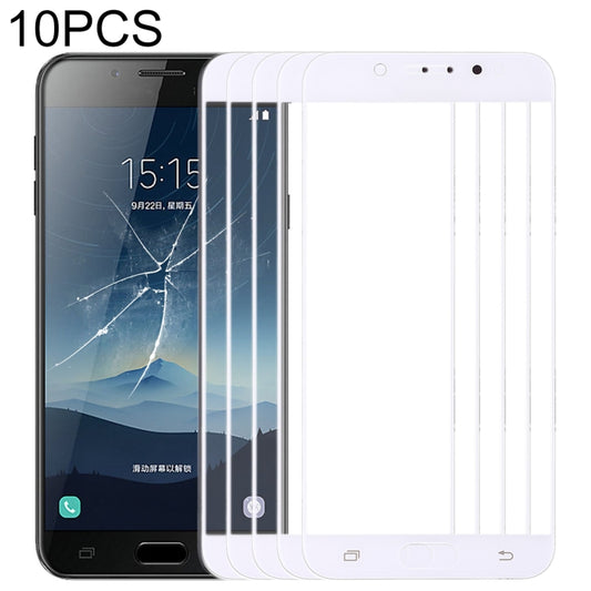 For Samsung Galaxy C8 / C7100, C7(2017) / J7+, C710F/DS 10pcs Front Screen Outer Glass Lens (White) - Outer Glass Lens by buy2fix | Online Shopping UK | buy2fix