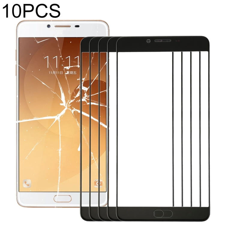 For Samsung Galaxy C9 Pro / C900 10pcs Front Screen Outer Glass Lens (Black) - Outer Glass Lens by buy2fix | Online Shopping UK | buy2fix