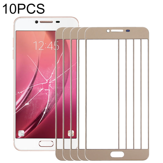 For Samsung Galaxy C7 10pcs Front Screen Outer Glass Lens (Gold) - Outer Glass Lens by buy2fix | Online Shopping UK | buy2fix