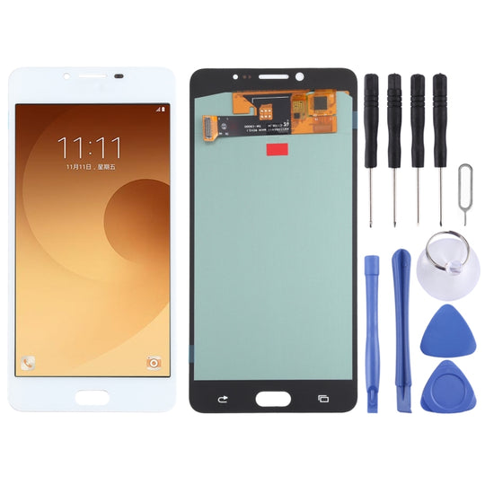 Écran LCD matériel OLED et assemblage complet de numériseur pour Samsung Galaxy C9 Pro SM-C9000 / C900 (blanc)