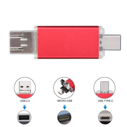 16GB 3 in 1 USB-C / Type-C + USB 2.0 + OTG Flash Disk, For Type-C Smartphones & PC Computer(Red) by buy2fix