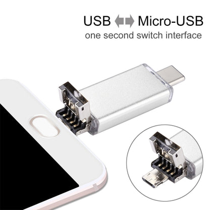 64GB 3 in 1 USB-C / Type-C + USB 2.0 + OTG Flash Disk, For Type-C Smartphones & PC Computer (Silver) by buy2fix