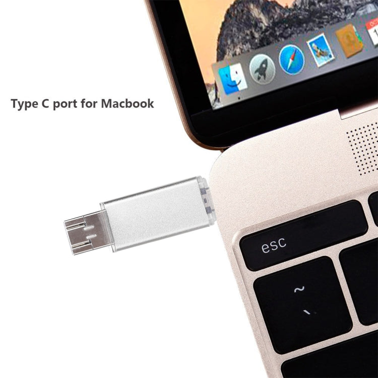 64GB 3 in 1 USB-C / Type-C + USB 2.0 + OTG Flash Disk, For Type-C Smartphones & PC Computer (Silver) by buy2fix