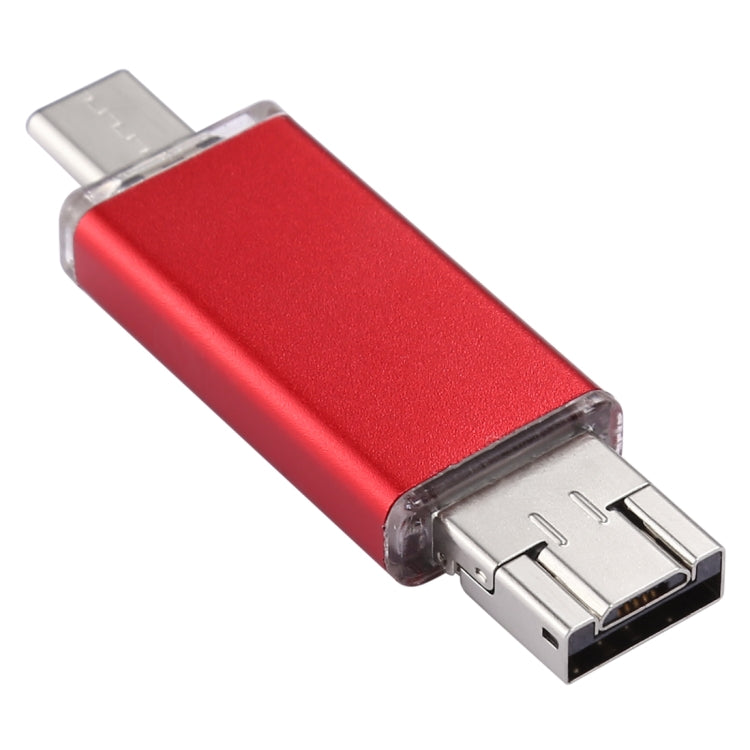 128GB 3 in 1 USB-C / Type-C + USB 2.0 + OTG Flash Disk, For Type-C Smartphones & PC Computer(Red) by buy2fix